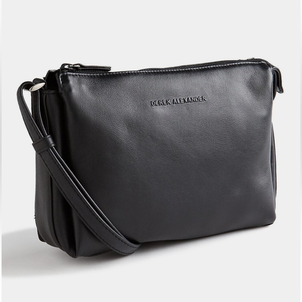 Derek Alexander Black Leather Organizer Bag Purse.